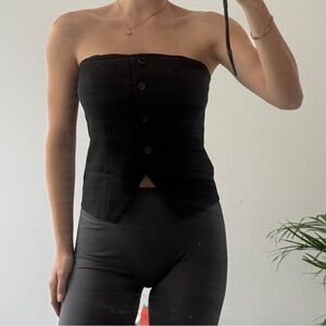 Stradivarius Black Button Down Tube Top